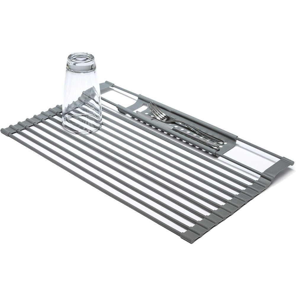 Goodful Roll Away Multipurpose Dish Drying Rack in Gray, Size L​​​​​